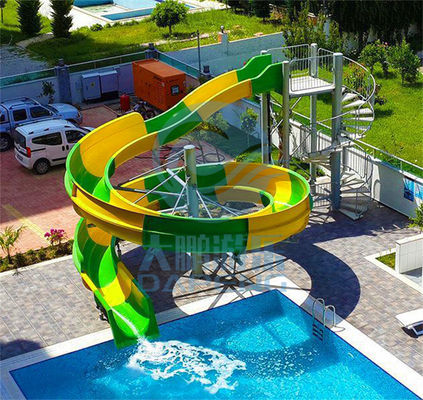 3 mètres glissière de glissière de corps, verte et jaune ouverte de haut de piscine