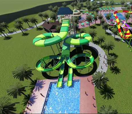 Glissière d'eau en spirale de double de canalisation de parc aquatique de glissière anti fibre de verre commerciale de la rouille 15m
