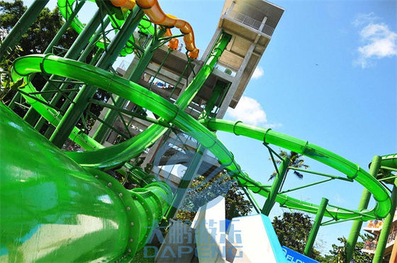 Glissière d'eau adulte verte transparente de torsion de chute libre de diapositive d'eau d'Aqualoop 16m