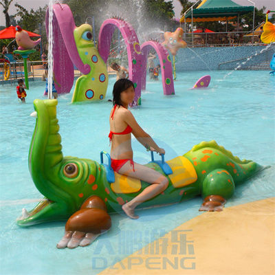 Jeux de jet d'eau d'animaux de jet de crocodile de FRP avec Seat dans le parc aquatique