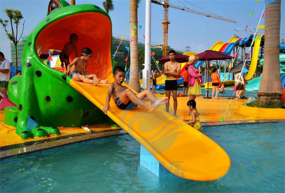 Glissière de piscine de grenouille de protection d'éclaboussure de parc aquatique de fibre de verre petite pour des enfants