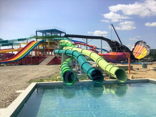 Couleur 10m adaptée aux besoins du client par fibre de verre extérieure de glissière d'Aqua Park Triple Twist Water