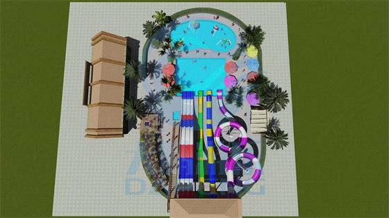 Équipement de jeu de parc aquatique avec toboggan aquatique en fibre de verre pour enfants