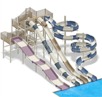 Un bon prix. Équipement de jeux aquatiques Aqua Park, toboggan aquatique de 7 mètres de haut, ensemble de collines courbes en fibre de verre, toboggan de piscine en ligne