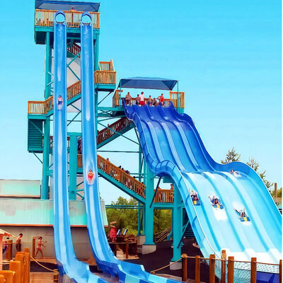 Un bon prix. Toboggan aquatique de course incurvé arc-en-ciel à 3 couloirs en fibre de verre 6-8mm pour parcs aquatiques commerciaux, piscines, tous âges en ligne