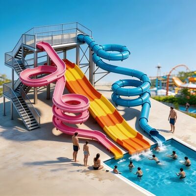 Système de glissière de parc aquatique en fibre de verre à voies multiples professionnel pour le projet de complexe de loisirs en plein air