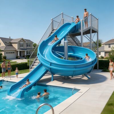 Équipement ouvert en spirale commercial de glissière d'eau de fibre de verre pour le parc d'attractions extérieur et l'amusement d'Aqua avec ROHS