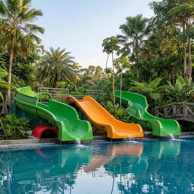 Un bon prix. 2.5m hauteur de montagne de fibre de verre glisse d'eau pour les hôtels commerciaux Resort glisse de natation design personnalisé en ligne