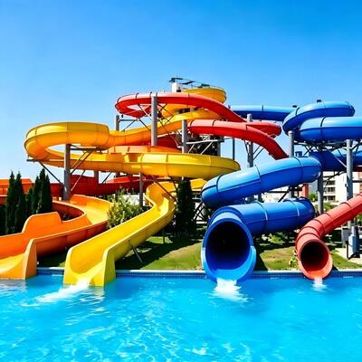 Grand toboggan en spirale combiné en fibre de verre pour piscine Couleur personnalisée