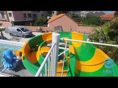 3 mètres de haut, glissement du corps ouvert, glissement de piscine vert et jaune, glissement de fibre de verre commercial
